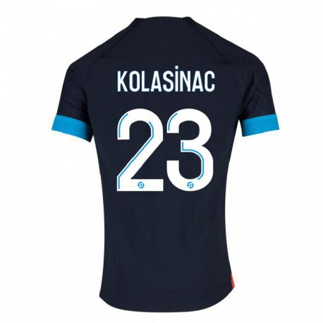 Kandiny Femme Maillot Sead Kolasinac #23 Olympique Noir Tenues Extérieur 2022/23 T-shirt