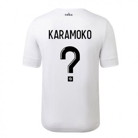 Kandiny Femme Maillot Ibrahim Karamoko #0 Blanc Cramoisi Tenues Extérieur 2022/23 T-shirt