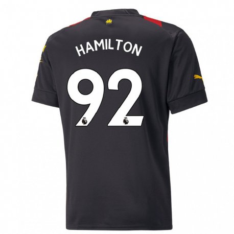 Kandiny Femme Maillot Micah Hamilton #92 Noir Rouge Tenues Extérieur 2022/23 T-Shirt