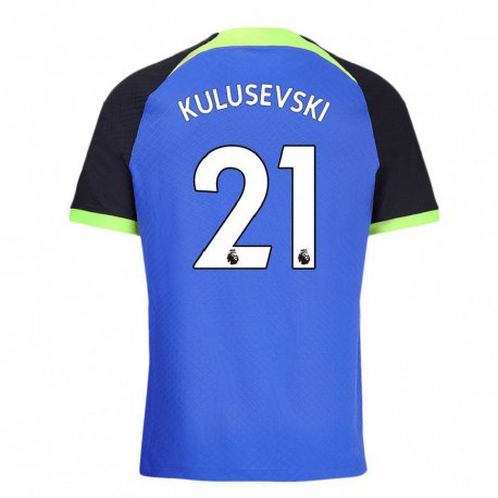 Kandiny Femme Maillot Dejan Kulusevski #21 Bleu Vert Tenues Extérieur 2022/23 T-shirt