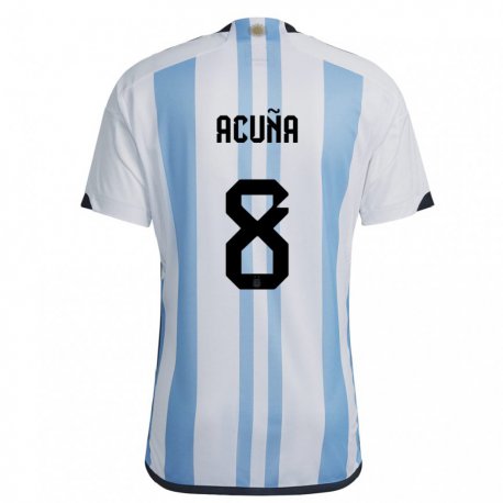 Kandiny Enfant Maillot Argentine Marcos Acuna #8 Blanc Bleu Ciel Tenues Domicile 22-24 T-shirt