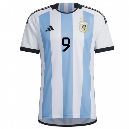 Kandiny Enfant Maillot Argentine Gonzalo Higuain #9 Blanc Bleu Ciel Tenues Domicile 22-24 T-shirt