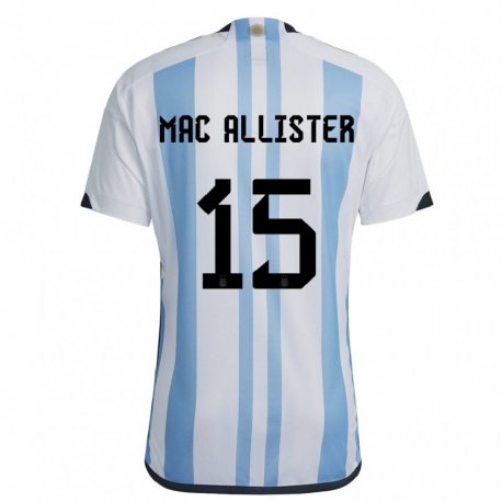 Kandiny Enfant Maillot Argentine Alexis Mac Allister #15 Blanc Bleu Ciel Tenues Domicile 22-24 T-shirt