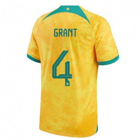 Kandiny Enfant Maillot Australie Rhyan Grant #4 Doré Tenues Domicile 22-24 T-shirt