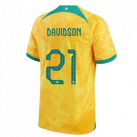 Kandiny Enfant Maillot Australie Jason Davidson #21 Doré Tenues Domicile 22-24 T-shirt