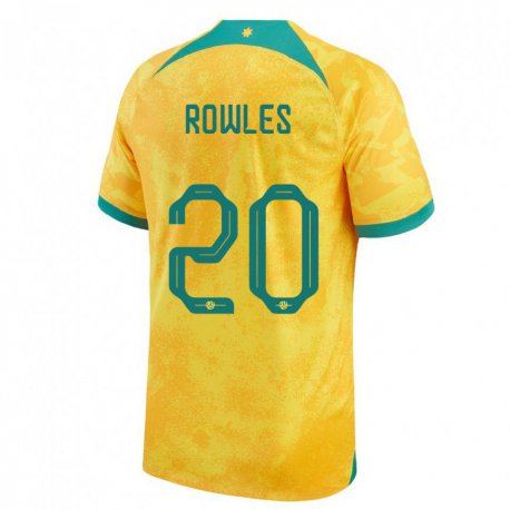 Kandiny Enfant Maillot Australie Kye Rowles #20 Doré Tenues Domicile 22-24 T-shirt