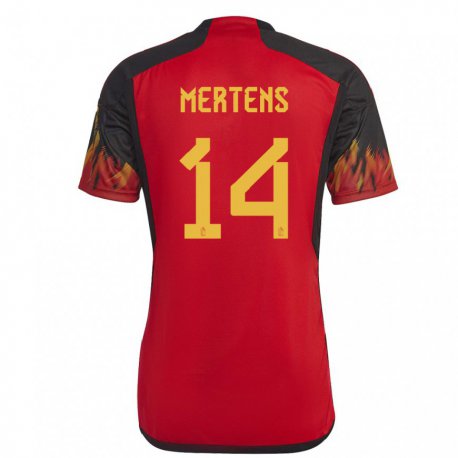 Kandiny Enfant Maillot Belgique Dries Mertens #14 Rouge Tenues Domicile 22-24 T-shirt