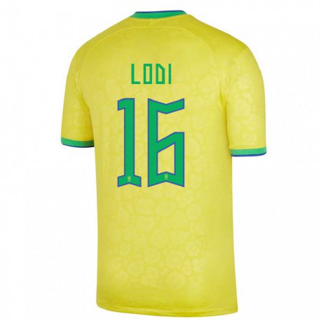 Kandiny Enfant Maillot Brésil Renan Lodi #16 Jaune Tenues Domicile 22-24 T-shirt