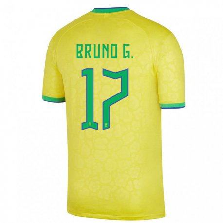 Kandiny Enfant Maillot Brésil Bruno Guimaraes #17 Jaune Tenues Domicile 22-24 T-shirt