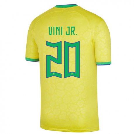 Kandiny Enfant Maillot Brésil Vinicius Junior #20 Jaune Tenues Domicile 22-24 T-shirt