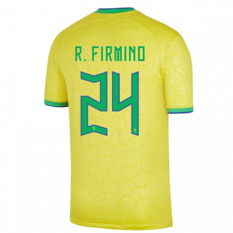 Kandiny Enfant Maillot Brésil Roberto Firmino #24 Jaune Tenues Domicile 22-24 T-shirt