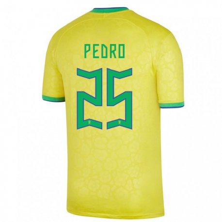 Kandiny Enfant Maillot Brésil Pedro #25 Jaune Tenues Domicile 22-24 T-shirt