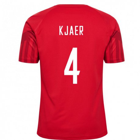 Kandiny Enfant Maillot Danemark Simon Kjaer #4 Rouge Tenues Domicile 22-24 T-shirt