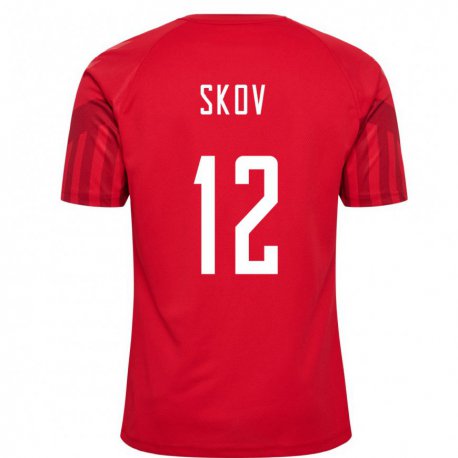 Kandiny Enfant Maillot Danemark Robert Skov #12 Rouge Tenues Domicile 22-24 T-shirt