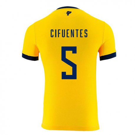 Kandiny Enfant Maillot Équateur Jose Cifuentes #5 Jaune Tenues Domicile 22-24 T-shirt