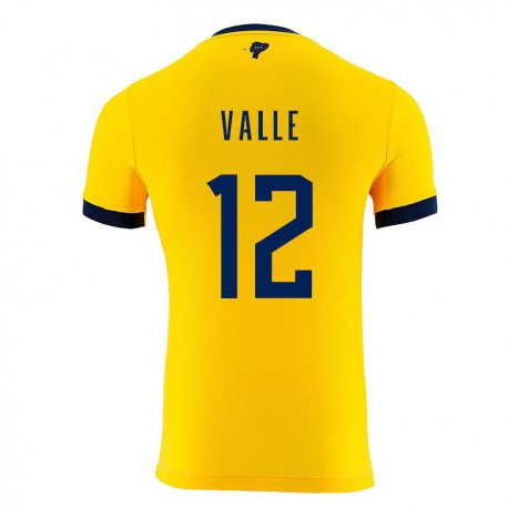 Kandiny Enfant Maillot Équateur Gonzalo Valle #12 Jaune Tenues Domicile 22-24 T-shirt