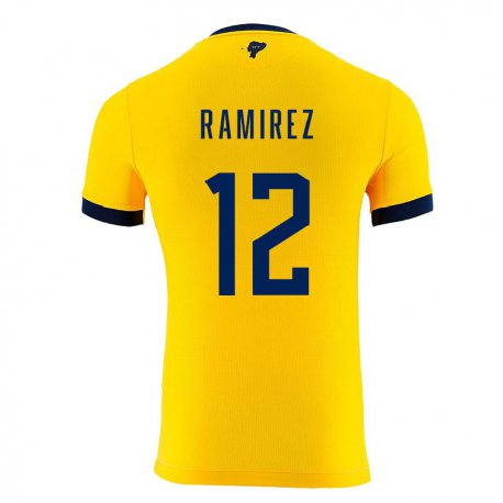 Kandiny Enfant Maillot Équateur Moises Ramirez #12 Jaune Tenues Domicile 22-24 T-shirt