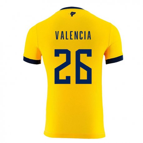 Kandiny Enfant Maillot Équateur Anthony Valencia #26 Jaune Tenues Domicile 22-24 T-shirt