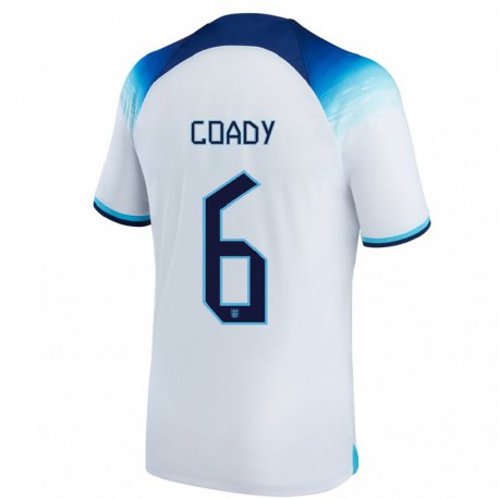 Kandiny Enfant Maillot Angleterre Conor Coady #6 Blanc Bleu Tenues Domicile 22-24 T-shirt