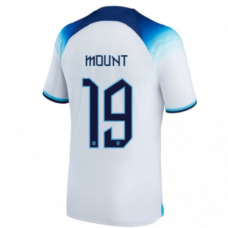 Kandiny Enfant Maillot Angleterre Mason Mount #19 Blanc Bleu Tenues Domicile 22-24 T-shirt