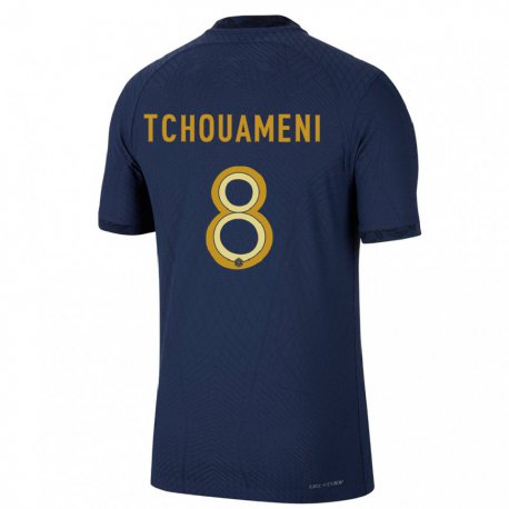 Kandiny Enfant Maillot France Aurelien Tchouameni #8 Bleu Marine Tenues Domicile 22-24 T-shirt