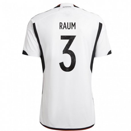 Kandiny Enfant Maillot Allemagne David Raum #3 Blanc Noir Tenues Domicile 22-24 T-shirt