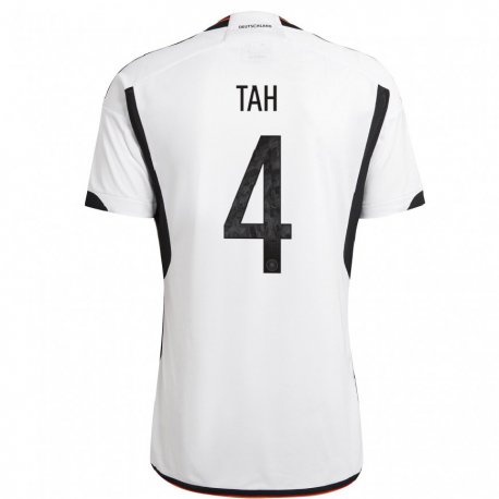 Kandiny Enfant Maillot Allemagne Jonathan Tah #4 Blanc Noir Tenues Domicile 22-24 T-shirt