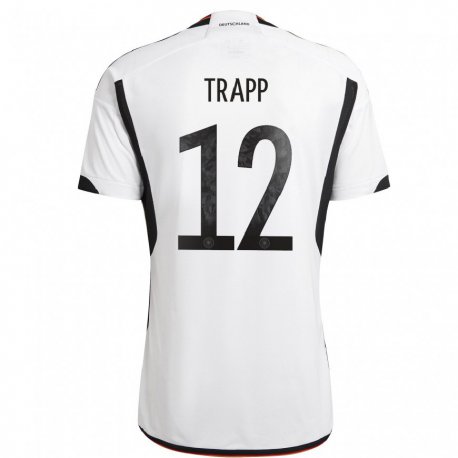 Kandiny Enfant Maillot Allemagne Kevin Trapp #12 Blanc Noir Tenues Domicile 22-24 T-shirt