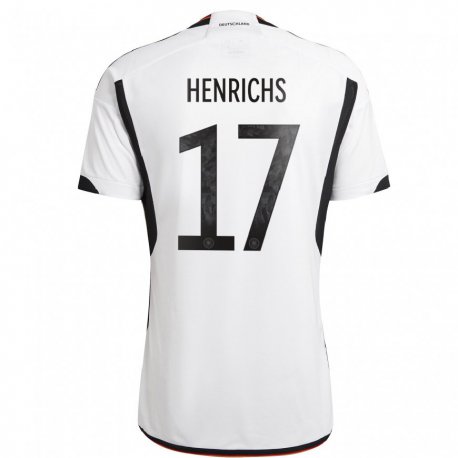 Kandiny Enfant Maillot Allemagne Benjamin Henrichs #17 Blanc Noir Tenues Domicile 22-24 T-shirt