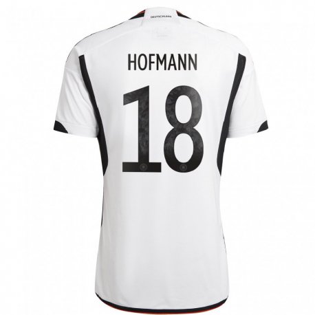 Kandiny Enfant Maillot Allemagne Jonas Hofmann #18 Blanc Noir Tenues Domicile 22-24 T-shirt