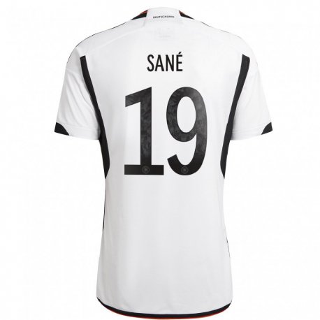 Kandiny Enfant Maillot Allemagne Leroy Sane #19 Blanc Noir Tenues Domicile 22-24 T-shirt