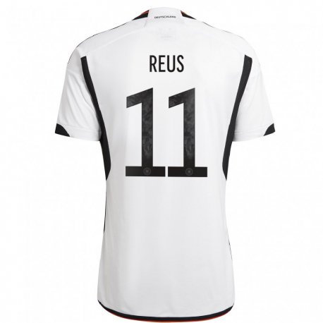 Kandiny Enfant Maillot Allemagne Marco Reus #11 Blanc Noir Tenues Domicile 22-24 T-shirt