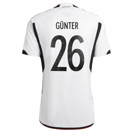 Kandiny Enfant Maillot Allemagne Christian Günter #26 Blanc Noir Tenues Domicile 22-24 T-shirt