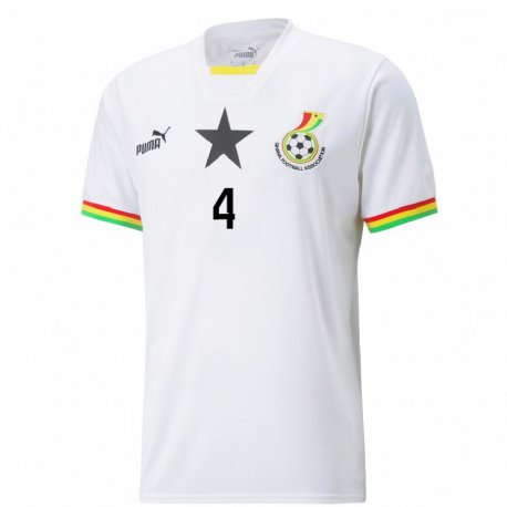 Kandiny Enfant Maillot Ghana Mohammed Salisu #4 Blanc Tenues Domicile 22-24 T-shirt