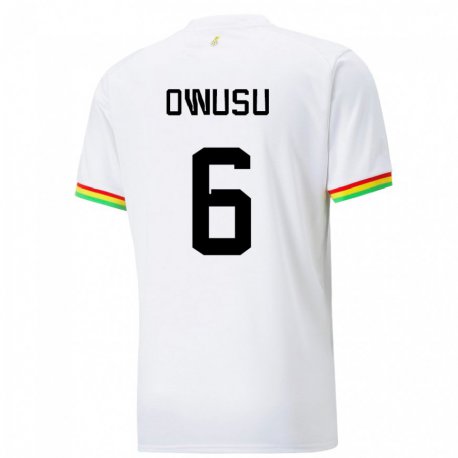 Kandiny Enfant Maillot Ghana Elisha Owusu #6 Blanc Tenues Domicile 22-24 T-shirt