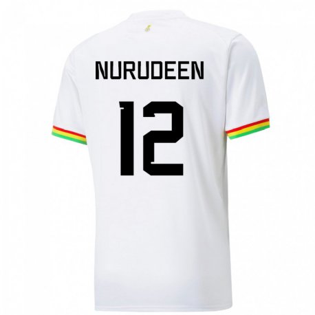 Kandiny Enfant Maillot Ghana Abdul Nurudeen #12 Blanc Tenues Domicile 22-24 T-shirt