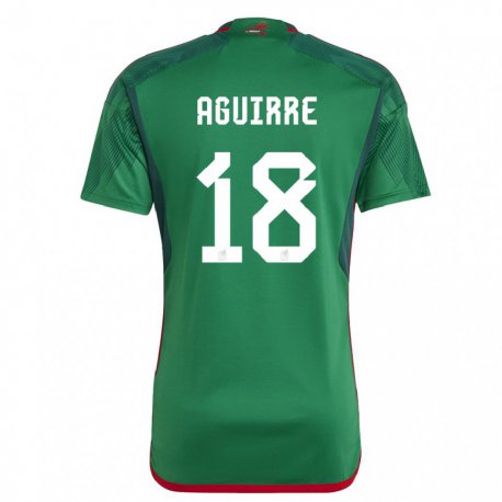Kandiny Enfant Maillot Mexique Eduardo Aguirre #18 Verte Tenues Domicile 22-24 T-shirt