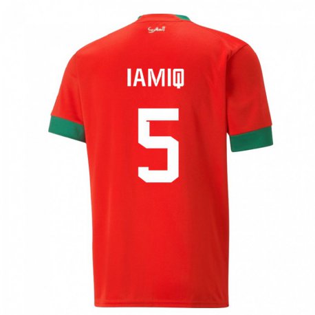 Kandiny Enfant Maillot Maroc Jawad Iamiq #5 Rouge Tenues Domicile 22-24 T-shirt