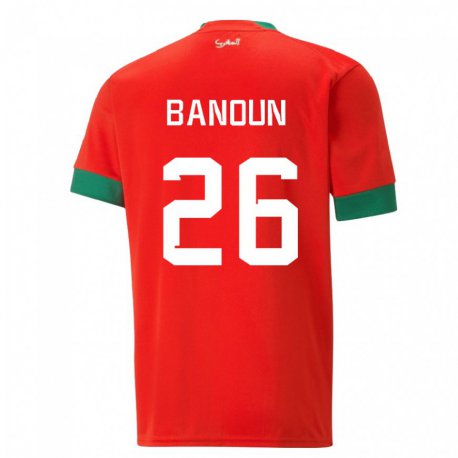 Kandiny Enfant Maillot Maroc Badr Banoun #26 Rouge Tenues Domicile 22-24 T-shirt