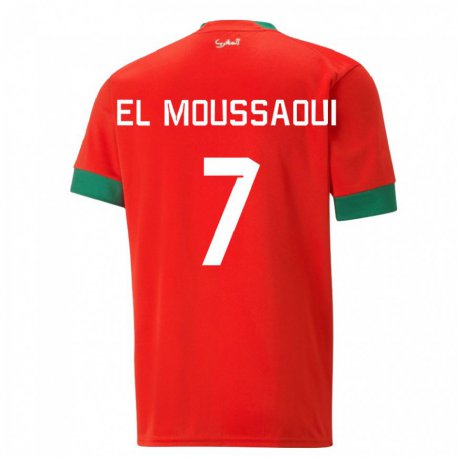 Kandiny Enfant Maillot Maroc Hamza El Moussaoui #7 Rouge Tenues Domicile 22-24 T-shirt