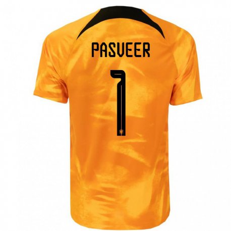 Kandiny Enfant Maillot Pays-bas Remko Pasveer #1 Orange Laser Tenues Domicile 22-24 T-shirt