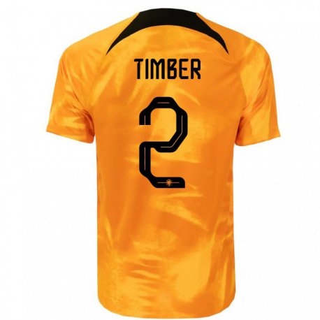 Kandiny Enfant Maillot Pays-bas Jurrien Timber #2 Orange Laser Tenues Domicile 22-24 T-shirt