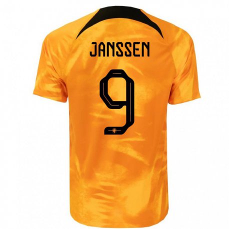 Kandiny Enfant Maillot Pays-bas Vincent Janssen #9 Orange Laser Tenues Domicile 22-24 T-shirt