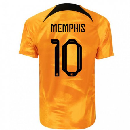 Kandiny Enfant Maillot Pays-bas Memphis Depay #10 Orange Laser Tenues Domicile 22-24 T-shirt