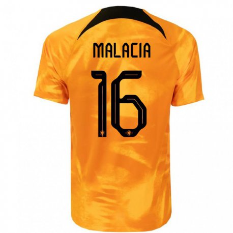 Kandiny Enfant Maillot Pays-bas Tyrell Malacia #16 Orange Laser Tenues Domicile 22-24 T-shirt
