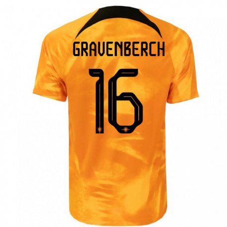 Kandiny Enfant Maillot Pays-bas Ryan Gravenberch #16 Orange Laser Tenues Domicile 22-24 T-shirt