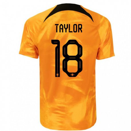 Kandiny Enfant Maillot Pays-bas Kenneth Taylor #18 Orange Laser Tenues Domicile 22-24 T-shirt