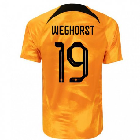 Kandiny Enfant Maillot Pays-bas Wout Weghorst #19 Orange Laser Tenues Domicile 22-24 T-shirt