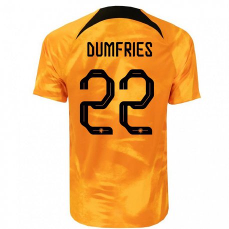 Kandiny Enfant Maillot Pays-bas Denzel Dumfries #22 Orange Laser Tenues Domicile 22-24 T-shirt