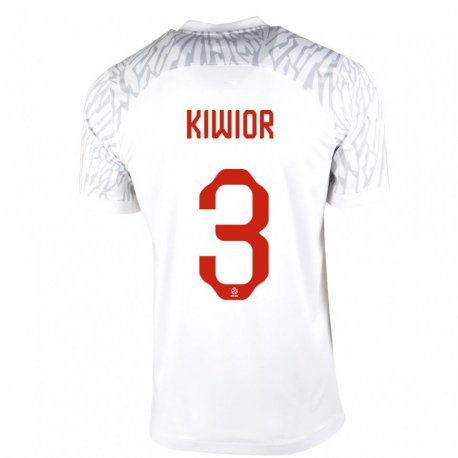 Kandiny Enfant Maillot Pologne Jakub Kiwior #3 Blanc Tenues Domicile 22-24 T-shirt